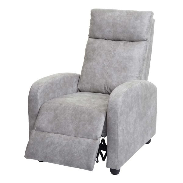 Mendler TV-fauteuil HWC-F76, relaxfauteuil, loungestoel, ligfunctie verstelbare stof/textiel, vintage lichtgrijs, 82868
