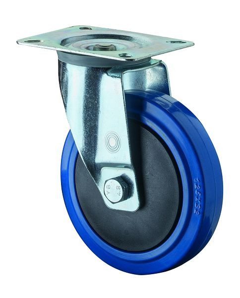 BS-rollen transportrol, wielbreedte 32 mm, wiel-Ø 125 mm, draagvermogen 175 kg, blauwe elastische banden, kogellagers, VE = 2 stuks, L400.B62.126