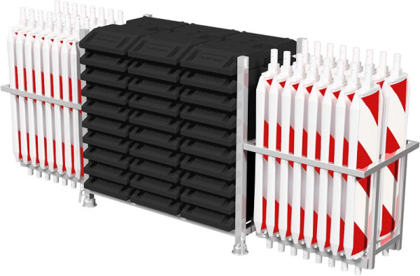 Schake SET bestaande uit: 1x gegalvaniseerde stapelpallet, 30x K1 bodemplaten, 2x gegalvaniseerde zwaailampmand, 32x kunststof zwaailamp type 60, folie type RA1/A, 36055-SET1