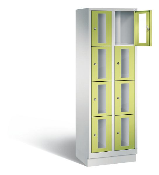 C+P lockerkast Classic, H1800xB610xD500mm, kleur: lichtgrijs / virid groen, 8020A204 S10007