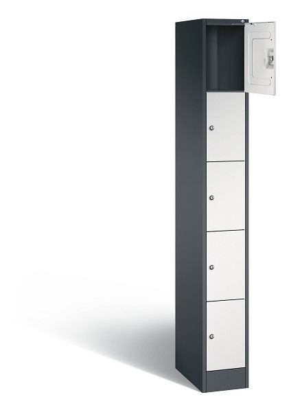 C+P lockerkast serie 8070, H1950xB240xD480mm, kleur: zwartgrijs/lichtgrijs, 80700-10 S10093