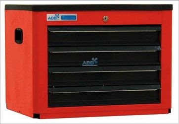 ADB gereedschapskist met 4 laden, afmetingen: 450 x 600 x 450 mm (HxBxD), corpuskleur: rood, RAL 3020, frontkleur: grijs, RAL 7016, 21004