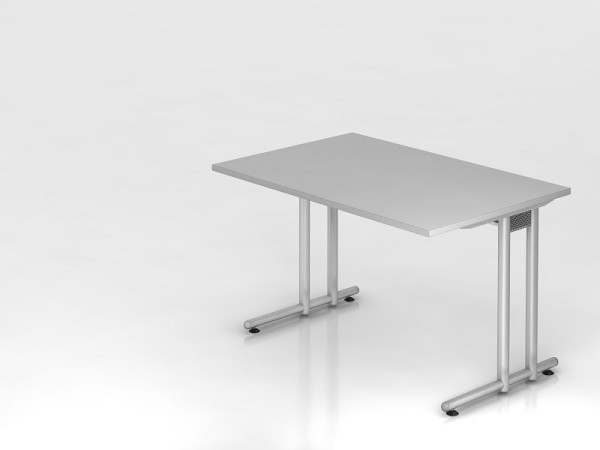 Hammerbacher bureau C-poot 120x80cm grijs/zilver, werkhoogte 72 cm, VNS12/5/S