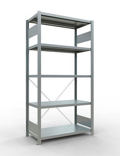 Schulte legbord, basisveld, 5 opbergniveaus, kruisschoor, vakbelasting 250 kg, 1060 x 536 x 2000 mm, 278745