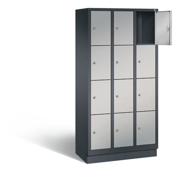 C+P lockerkast Evolo, H1800xB900xD500mm, kleur: zwart-grijs/wit aluminium, 48020-304 S10007
