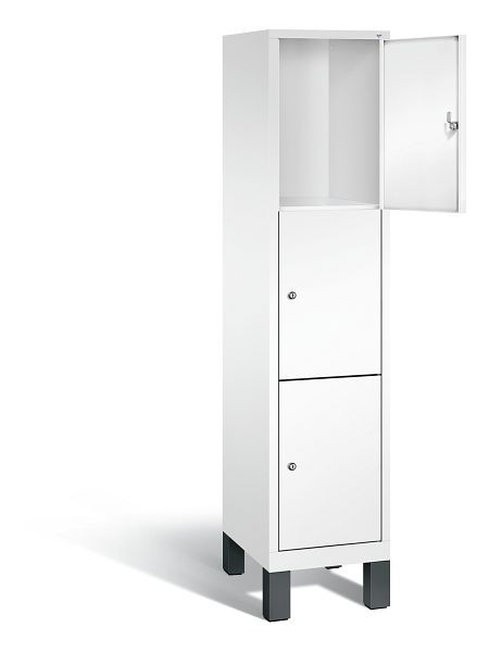 C+P lockerkast Evolo, H1850xB420xD500mm, kleur: verkeerswit, 3 vakken, 48010-123 S10109