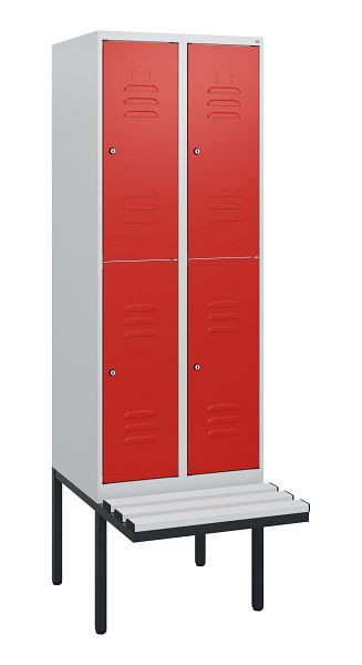 C+P dubbeldekskast Classic PLUS, 2 compartimenten, 1950x600x815mm, 7035/3020, cilindersloten, zwevende zitting, 0803405-20 S10077