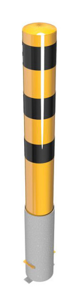 Schake stalen buispaal Ø 152 x 3,2 mm afneembaar, zonder sluiting geel/zwart, totale lengte: 1500 mm, thermisch verzinkt, 40151HBG