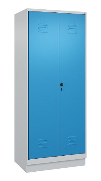 C+P Mehrzweckschrank Classic PLUS, Putzmittel-Spind, Sockel, 2 Abteile, 1950x800x500mm, 7035/5012, Drehriegel, 080120-02 S10004