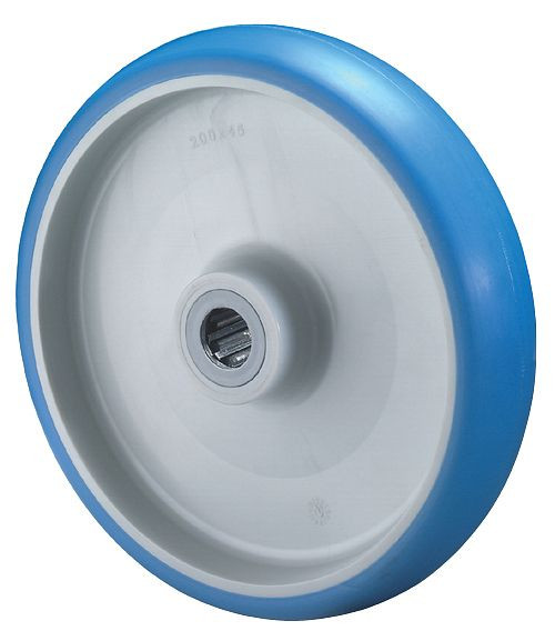BS Rollen polyurethaan wiel, wielbreedte 28 mm, wiel-Ø 80 mm, draagvermogen 70 kg, loopvlak polyurethaan blauw, rollager, VE = 4 stuks, B36.080