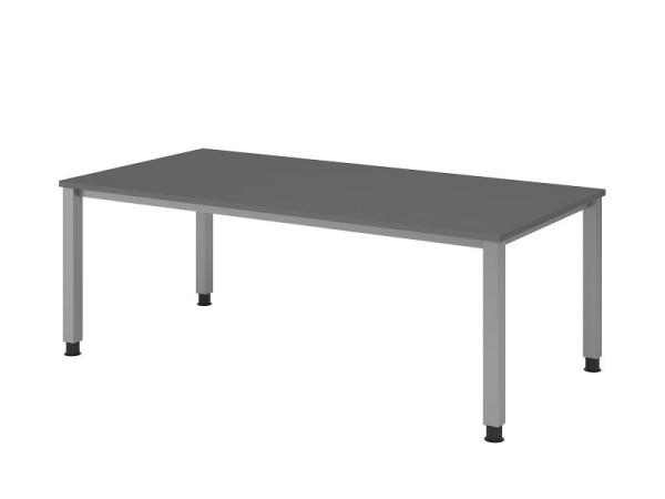 Hammerbacher bureau 4-poots vierkant 200x100cm grafiet, rechthoekige vorm, VQS2E/G/S