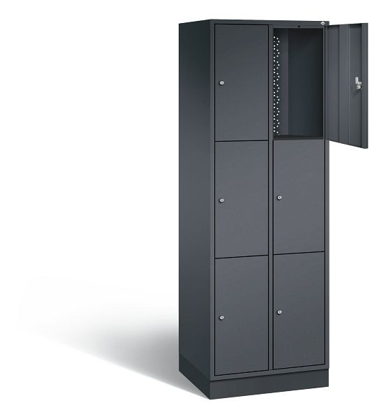 C+P lockerkast Intro, H1950xB620xD490mm, kleur: zwart-grijs, 8370-201 S10070