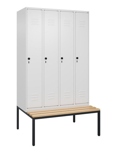 C+P luierkastje Classic PLUS, met onderbank, 4 vakken, 2120x1200x815mm, 9016/9016, draaibare sluiting, beuken zitlat, 0800507-40 S10014