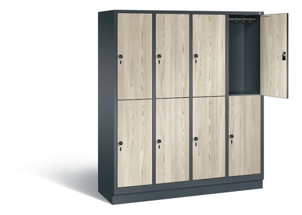C+P locker, dubbellaags Evolo, H1800xB1590xD500mm, kleur: antracietgrijs / decor Sen essen, 48320-42 S10414