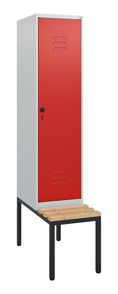 C+P luierkastje Classic PLUS, met onderbank, 1950x400x815mm, 7035/3020, draaibare sluiting, beuken zitlat, 0800505-12 S10002