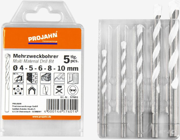 Projahn multifunctionele borenset 5 stuks 4, 5, 6, 8, 10 mm, 57601