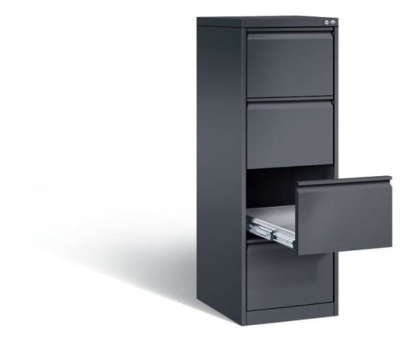 C+P archiefkast Acurado, H1357xB433xD590mm, kleur: zwart-grijs, handgreep, 12434-321 S10005