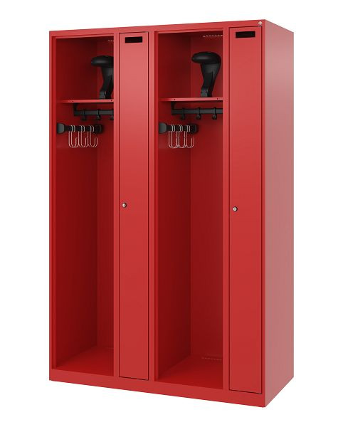C+P brandweerkast Evolo, model KOMBI, 4 compartimenten, H1850B1200T500 mm, vuurrood, helmhouder, 0494015-24 S10005