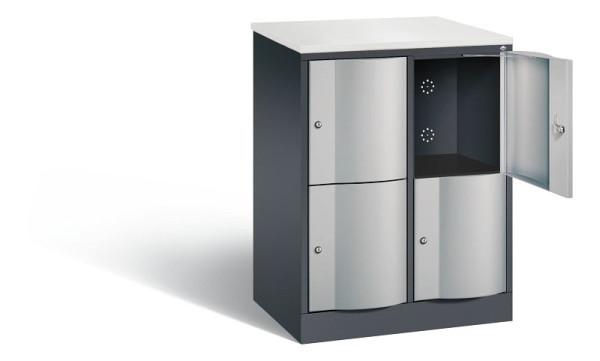 C+P lockerkast Resisto, H1077xW772xD540mm, kleur: zwart-grijs/wit aluminium, 8472-272 S10076