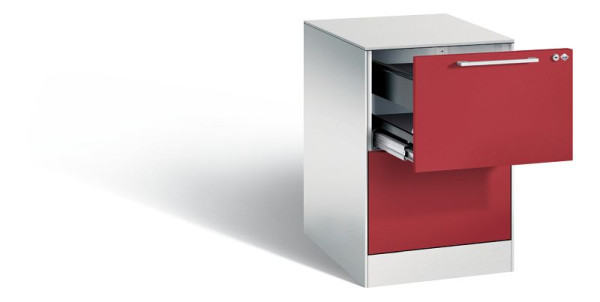 C+P hangarchiefkast Asisto, H710xB440xD600mm, kleur: lichtgrijs/robijnrood, beugelgreep, 146275-211 S10020