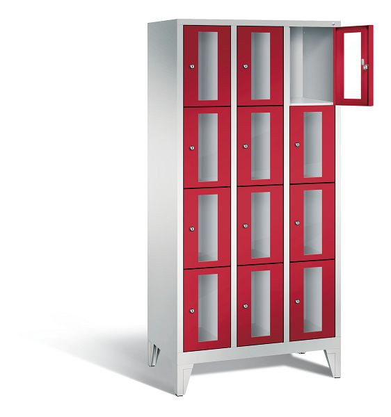 C+P lockerkast Classic, H1850xB900xD500mm, kleur: lichtgrijs / vuurrood, 8010A304 S10022