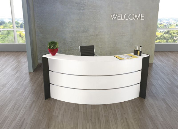Kerkmann Bari gebogen toonbank, B 2574 mm x D 1225 mm x H 1120 mm, kleur: wit/antraciet, 21356210