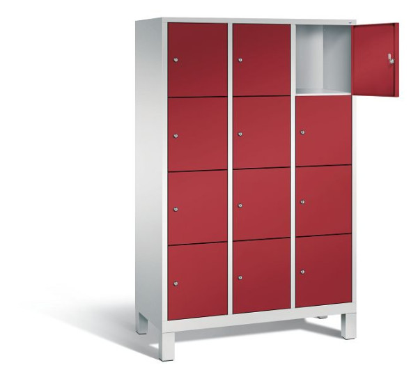 C+P lockerkast Evolo, H1850xB1200xD500mm, kleur: lichtgrijs/robijnrood, 48010-324 S10102