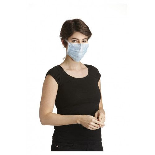 DS SafetyWear gezichtsmasker, 3 lagen, geïntegreerde neusklem, glasvezelvrij, blauw, PU: 2000 stuks, MSB