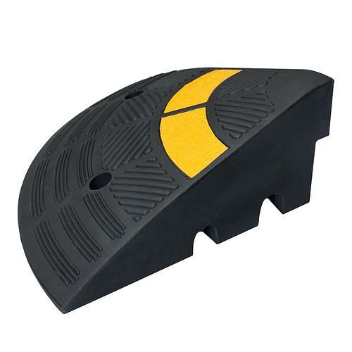 DENIOS stoeprand eindelement, hard rubber, zwart geel reflecterend, hoogte 100 mm, 311203