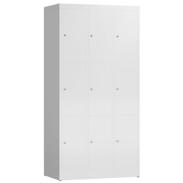 Lüllmann ClassiX lockerkast, 3 compartimenten met elk 3 compartimenten, 1800 x 870 x 500 mm, signaalwit, X-520337