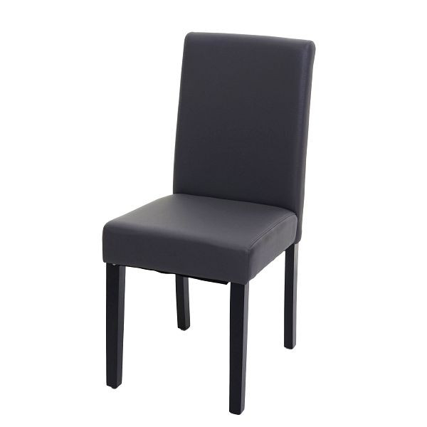 Mendler eetkamerstoel Littau, keukenstoel, imitatieleer, grijs mat, donkere poten, 74519