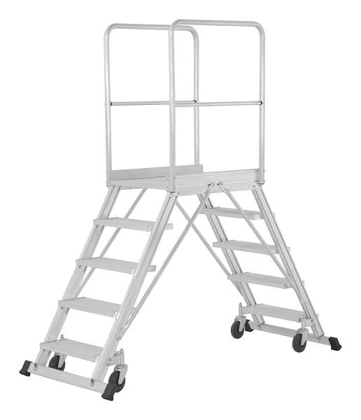 HYMER verrijdbare bordestrap, eenzijdig toegankelijk volgens DIN EN 131-7, 2x5 treden, stahoogte 1,21 m, 688905