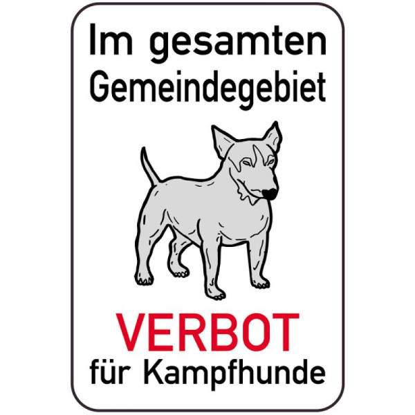 Stenen HGS hondenbord, VERBODEN voor vechthonden in de hele gemeente, 400 x 600 mm, 14878