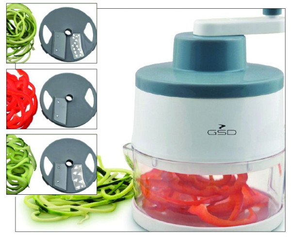 GSD groentesnijder "Chef Cutter" met 3 inzetstukken, wit, VE: 4 stuks, 30 423