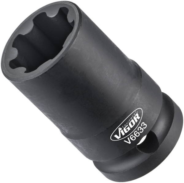 VIGOR dopsleutelinzet, hol vierkant 12,5 mm (1/2 inch), gegroefd profiel, 22 mm, V6633