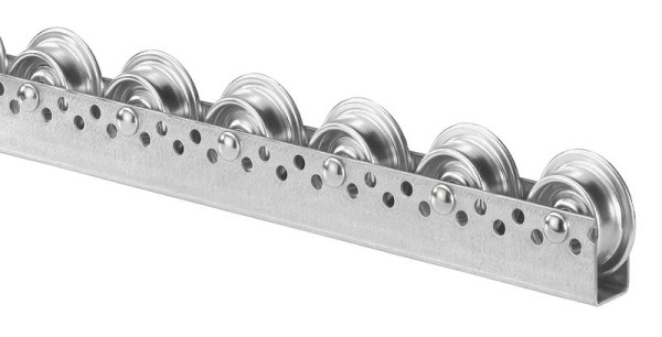 BS-rollenrollerrail met flenswielen van staal, diameter 50/66 mm, steek 75 mm, 424.000