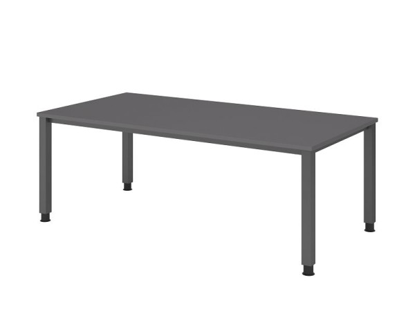 Hammerbacher bureau 4-poots vierkant 200x100cm grafiet, rechthoekige vorm, werkhoogte 68-83,5 cm, VQS2E/G/G