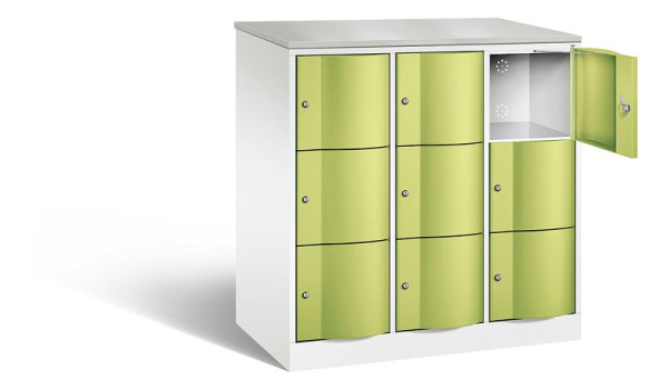C+P XL lockerkast Resisto, H1255xB1148xD640mm, kleur: verkeerswit / virid green, 8573-373 S10172