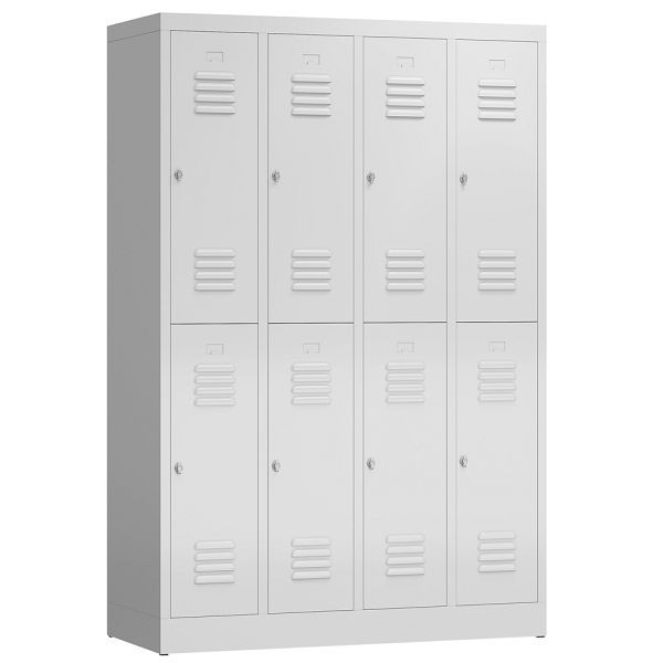 Lüllmann ClassiX kledingkast, 4 vakken, dubbeldekker, 1800 x 1185 x 500 mm, lichtgrijs, X-520240