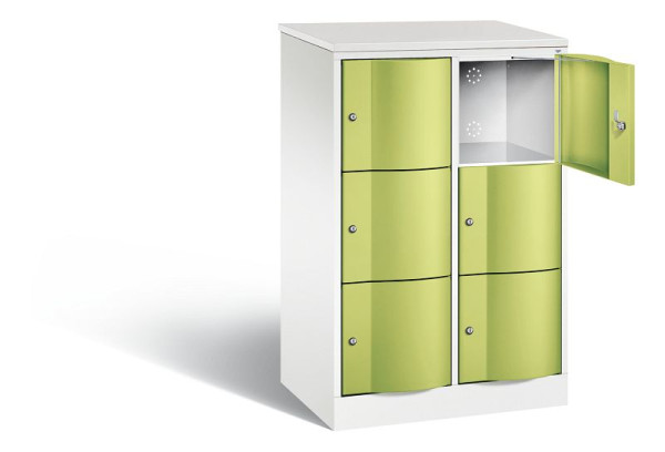 C+P lockerkast Resisto, H1255xB772xD540mm, kleur: verkeerswit / virid green, 8573-272 S10480