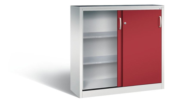 C+P schuifdeurkast Acurado, H1200xB1200xD400mm, kleur: lichtgrijs/robijnrood, beugelgreep, 2047-09 S10030