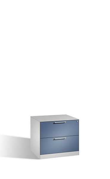 C+P hangende archiefkast Asisto, H710xB800xD600mm, kleur: lichtgrijs / verre blauw, beugelgreep, 146273-212 S10077