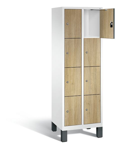 C+P lockerkast Evolo, H1850xB610xD500mm, kleur: verkeerswit / decor eiken Sereno, 48010-204 S10169