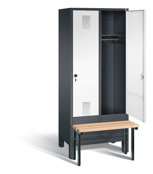 C+P garderobe Evolo, H1850xW810xD815mm, kleur: zwartgrijs / verkeerswit, 48030-22 S10105