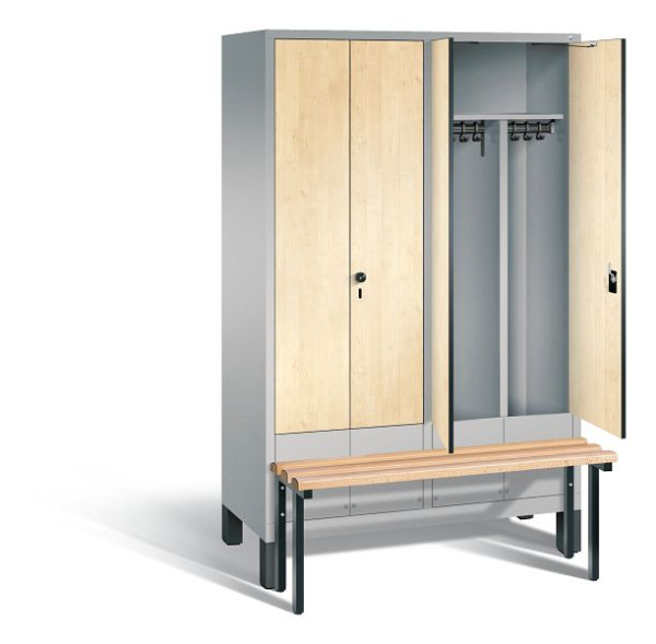C+P zwart wit kastje Evolo, H1850xW1190xD815mm, kleur: wit aluminium / Donau esdoorn decor, 48032-40 S10116