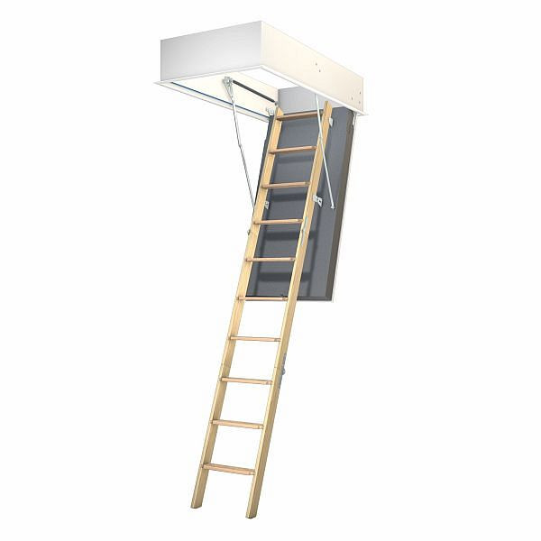 Wellhöfer zoldertrap GutHolz met brandbeveiliging FS30 en hittebeveiliging WS4D, plafondopening 130 x 70 cm, hoogte vrije ruimte 233 - 244 cm, 365000135