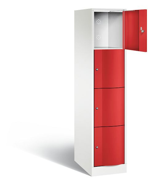 C+P XL lockerkast Resisto, H1950xB396xD640mm, kleur: verkeerswit / vuurrood, 8470-173 S10030