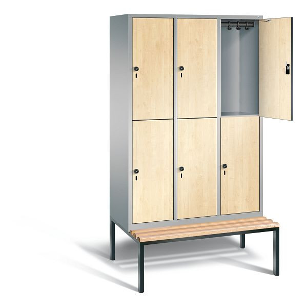 C+P locker dubbeldekker Evolo, H2090xB1200xD815mm, kleur: wit aluminium / Donau esdoorn decor, 48350-32 S10276