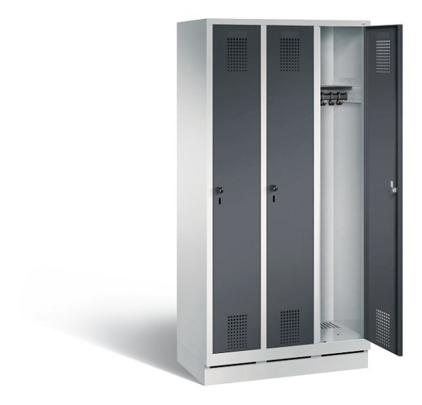 C+P garderobe Evolo, H1800xB900xD500mm, kleur: lichtgrijs / zwartgrijs, 48020-30 S10012