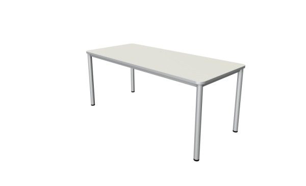 Kerkmann Desk Prime - B 1800 x D 800 x H 750 mm, 4-poots frame in aluminium zilver, wit, 11040710
